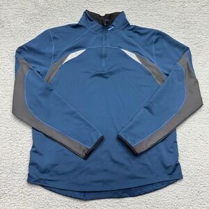 Brooks ML630 Mens Large Blue Equilibrium X-Static 1/4 Zip Running Shirt SHM-F07